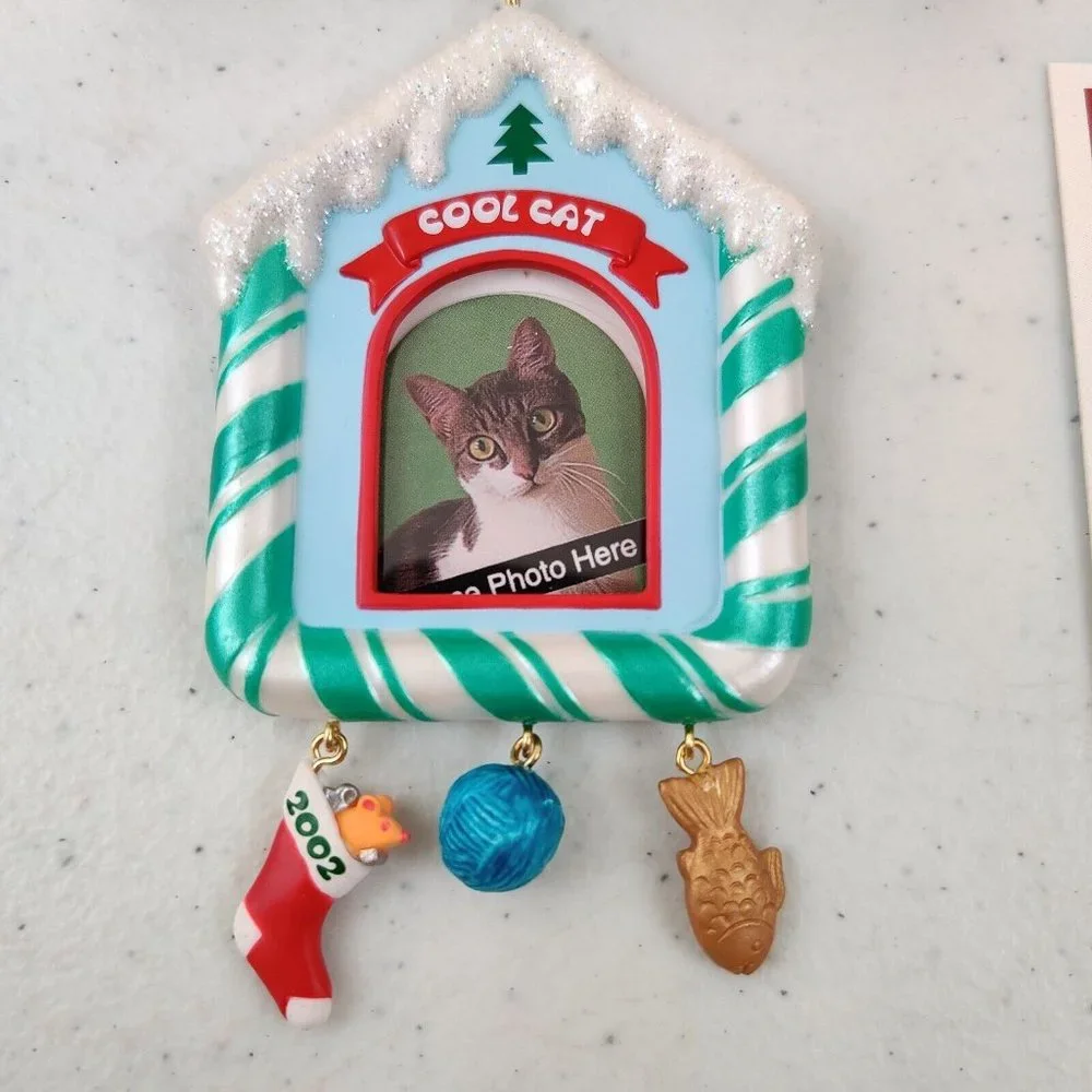 HALLMARK SPECIAL CAT COOL CAT PHOTO HOLDER KEEPSAKE CHRISTMAS ORNAMENT 2002